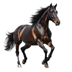 Obraz premium Majestic Brown Stallion in Motion: A Breathtaking Portrait