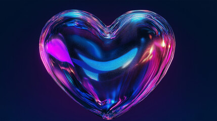 chrome metallic colorful 3d heart valentine background ai generated visual concept