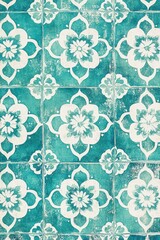 Blue and White Tiled Floor
