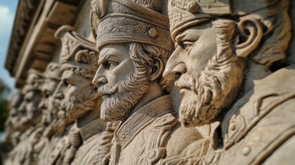 Obraz premium Detailed Stone Carvings of Historical Figures