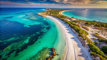 Fototapeta premium Aerial Long Exposure: Jurien Bay's Sandy Cape Reserve - Turquoise Waters & Pristine Sands
