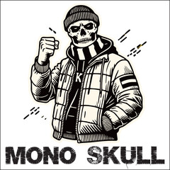 Black White illustration vector graphic of Football fans ultras hooligan wear white scarf design for logo, t-shirt, etc