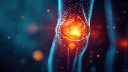 A symbolic glowing joint showing progress after osteoarthritis treatment.