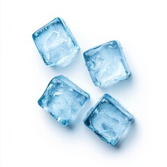 Obraz premium Sparkling Ice Cubes on a White Background for Refreshing Beverages