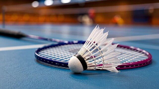 badminton racket and shuttlecock