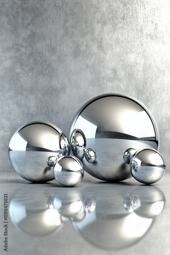 Poster spherical forms combined with half-sphere shapes showcase graceful motion. spherical forms and balan