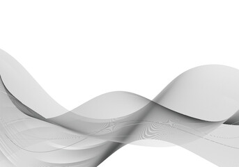 Abstract wave lines background vector silver isolated on white background