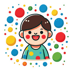 Fototapeta premium Illustration of a Cheerful Child with Colorful Circles
