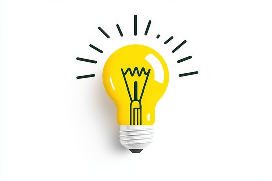 Clean, minimalist vector-style icon of a light bulb. Flat, modern and bold, ideal for digital use or icons. Isolated on a white background.