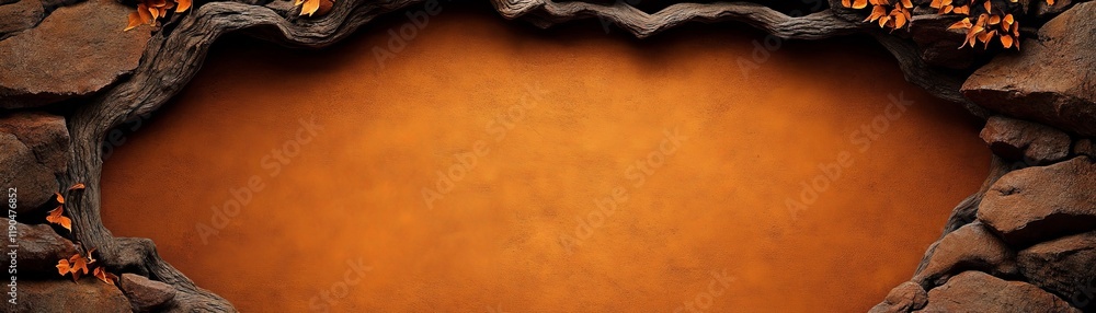 Poster stone cave frame: a rustic and textured frame made of rough-hewn stones with jagged edges, creating 