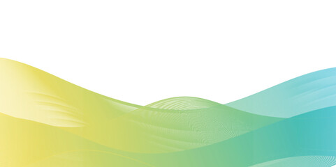 Abstract blue yellow vector wave lines background isolated on white background