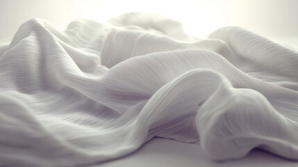 Obraz premium White linen fabric waving and creating soft folds