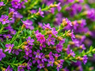 Fototapeta premium Aerial View of Purple Cuphea Hyssopifolia Flowers - Stunning Floral Background