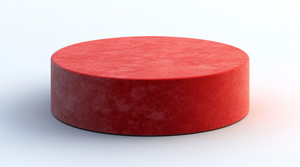 A cylinder of red cheese on a white background