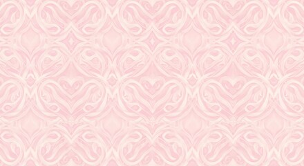 Fototapeta premium Soft pastel pink ornate damask pattern with white swirling designs, concept for wallpaper, fabric texture and interior design