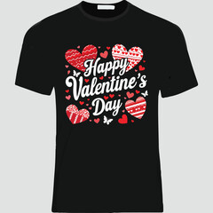 Happy valentine's day 14 February - Valentine's day typography t-shirt design template.