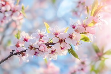 Almond trees in bloom in spring, Generative Ai