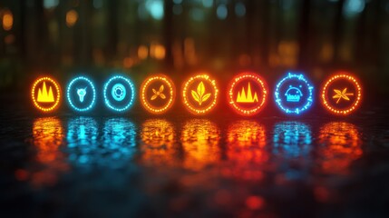 Neon Glowing Forest Symbols