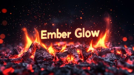 Fiery Embers Glow - Burning coals, fiery embers, glowing heat, warm light, dark background.  Symbolises warmth, energy, passion, power, and decay.