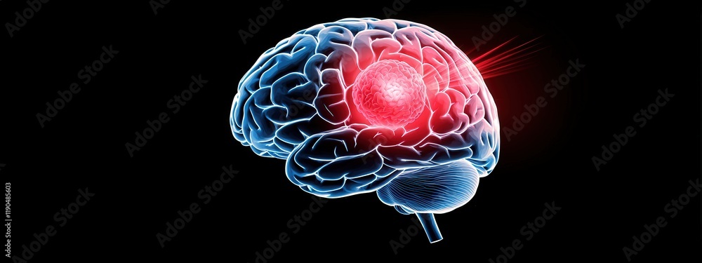 Poster a symbolic image of a brain regaining its glow after stroke recovery.