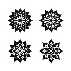 Mandala Silhouette Vector Art, Intricate and Elegant Design Elements.