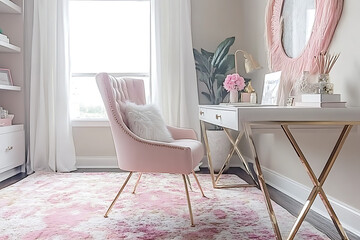 Pink Dreamy Home Office Design