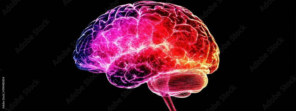 Poster a symbolic image of a brain regaining its glow after stroke recovery.