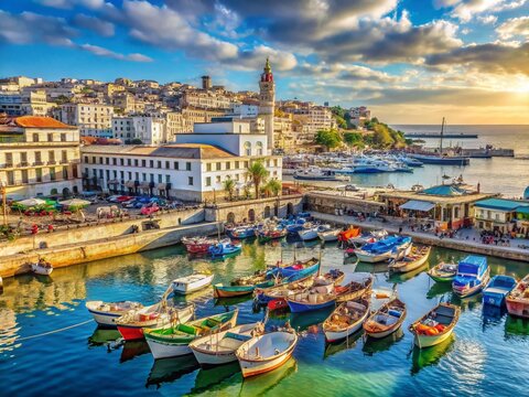 Algiers Fishing Port View from Martyrs' Square Street - Vibrant North African Scene