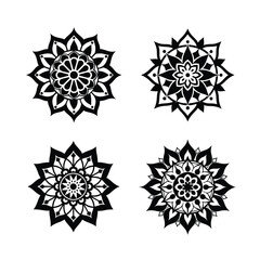 Mandala Silhouette Vector Art, Intricate and Elegant Design Elements.