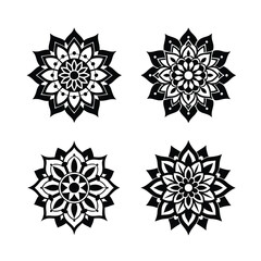 Mandala Silhouette Vector Art, Intricate and Elegant Design Elements.