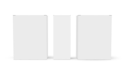 Blank Rectangular Boxes, Front And Side View, Isolated On White Background. Vector Illustration