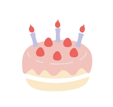 recommend clip art: シンプルなケーキのイラスト　いちご　ろうそく　かわいい　ポップ