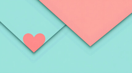Pink Heart Showing Through Light Blue and Salmon Envelope Flaps