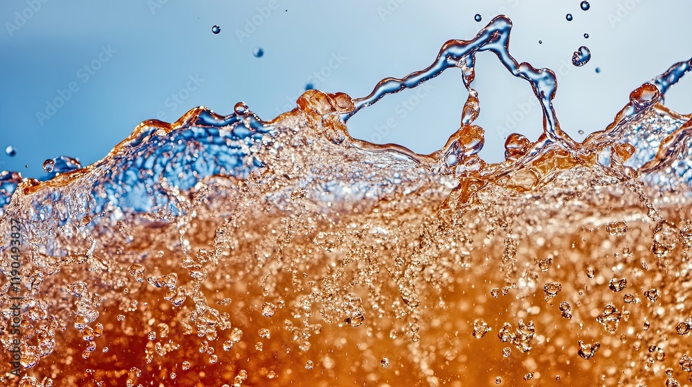 Aufkleber Dynamic Splash of Caramel Creating Mesmerizing Patterns Against a Minimal Backdrop