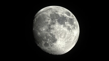 Obraz premium Detailed grayscale shot of the moon with visible craters and surface textures in the night sky