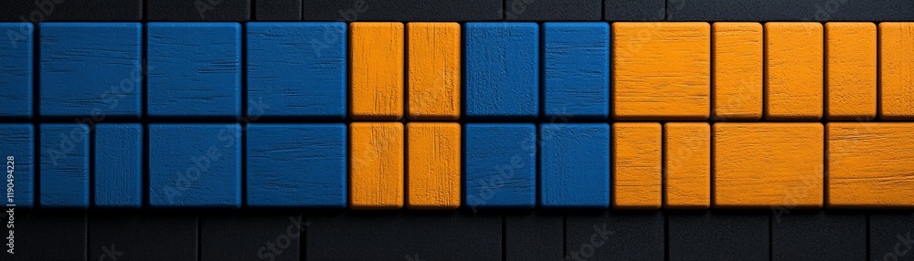 Poster abstract blue and orange blocks: a captivating abstract image featuring a repeating pattern of blue 