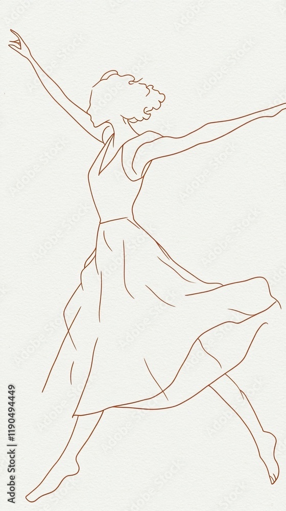 Poster elegant dancer captured in minimalist line art poses gracefully on a clean canvas