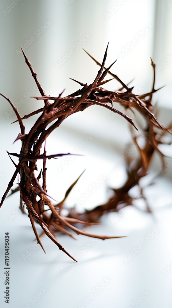 Poster crown of thorns showcasing intricate details on a clean surface under soft light