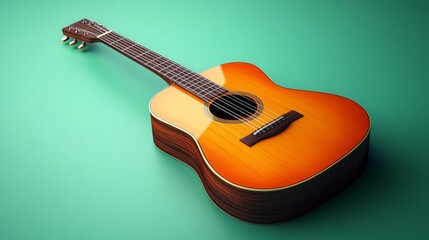 Obraz premium Guitar on light green background.
