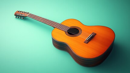 Fototapeta premium Guitar on light green background.