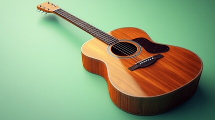 Fototapeta premium Guitar on light green background.