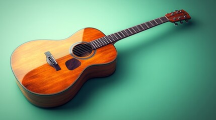 Obraz premium Guitar on light green background.