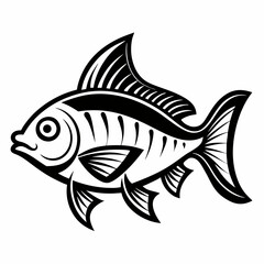 Ornate Black and White Fish Silhouette Design