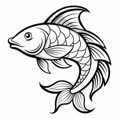Ornate Black and White Fish Silhouette Design