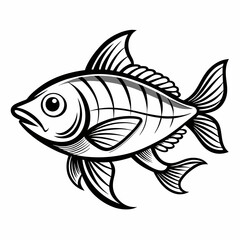 Ornate Black and White Fish Silhouette Design