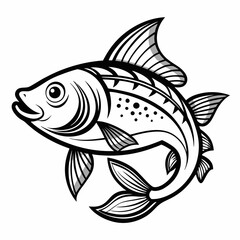 Ornate Black and White Fish Silhouette Design