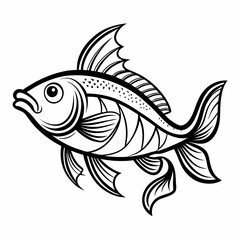 Naklejka premium Ornate Black and White Fish Silhouette Design