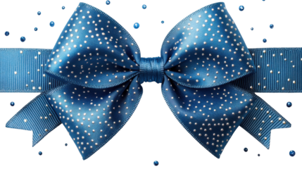 blue bow with ribbon on white background 