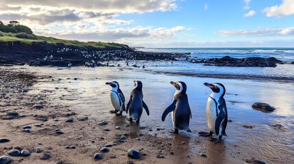 Majestic Penguins on a Pristine Beach