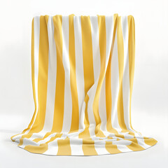 Striped Beach Towel on White Background Soft Textile Pattern in Minimalist Design